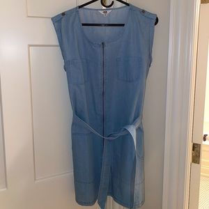 Denim Dress with Belt
